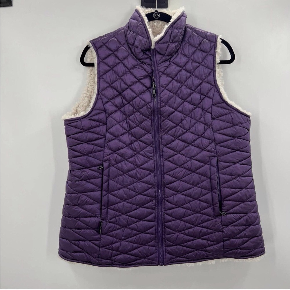 Steve Madden Quilted Purple Sherpa-Lined Vest - Picture 2 of 10